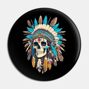 Native American Chief Skull Pin