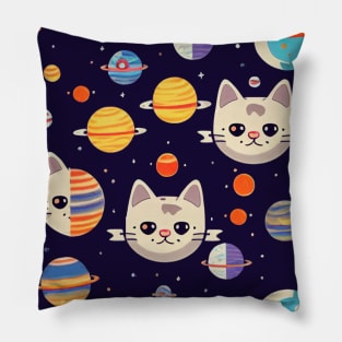 Pattern of cats face in space Pillow