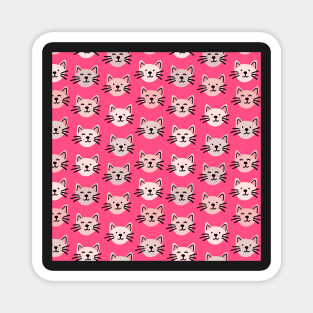 Cute cat pattern in pink Magnet