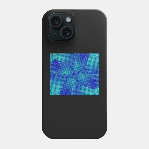 irregular cut-outs of 3D abstract blue pattern in the style of lattice characters It's like a braided Phone Case by Hujer