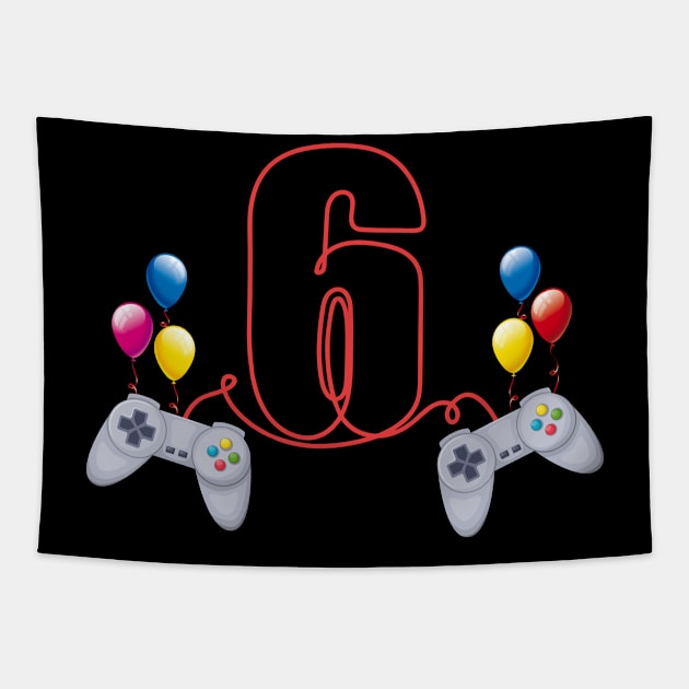 6th Birthday Boy Toddlers Video Gamer Store Tapestry by Msafi