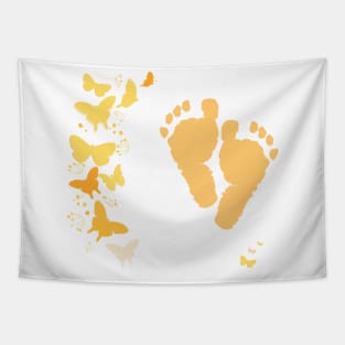 Baby foot prints with butterfly newborn baby Tapestry