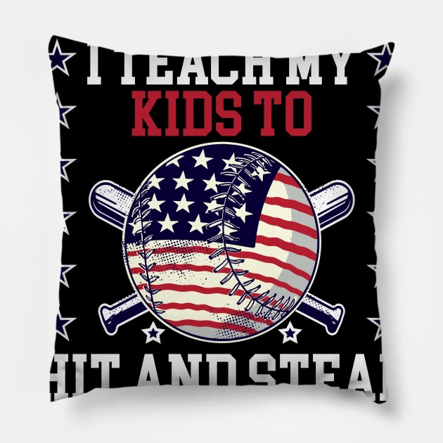 Hit And Steal Baseball Pillow by TK Store