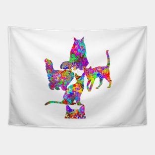 Collection of Colorful Cats Tapestry