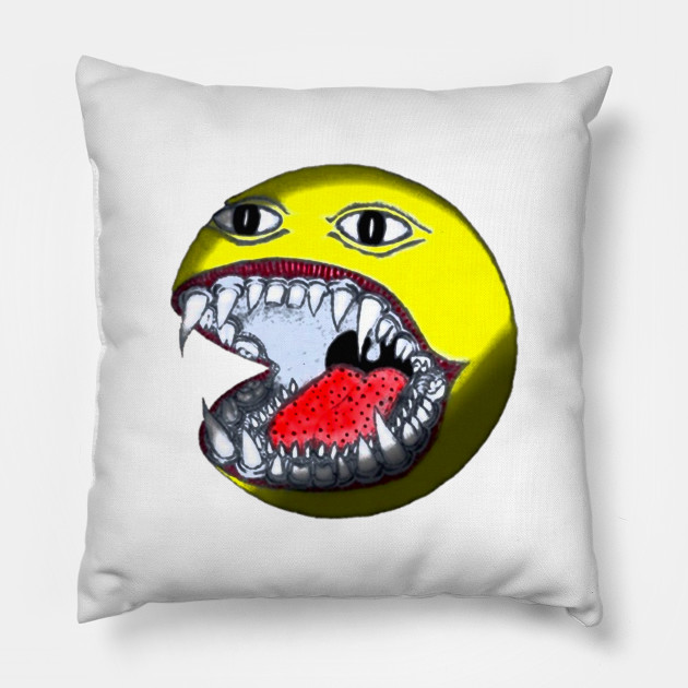 cursed hand emoji, scary and funny smiley face. - Cursed - Pillow