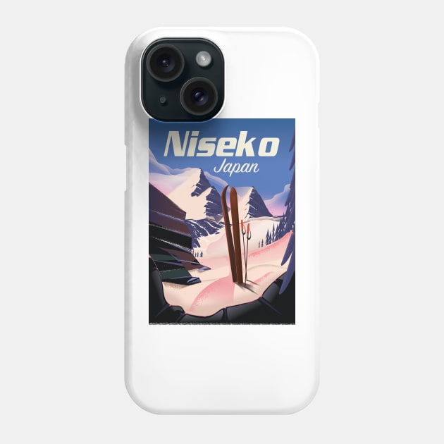 Niseko Hokkaido vintage style ski poster Phone Case by nickemporium1