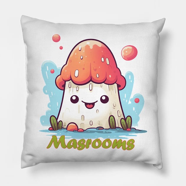 Oyster mushrooms Pillow by Printashopus