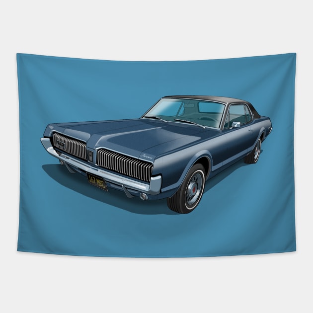 1967 Mercury Cougar in caspian blue Tapestry by candcretro