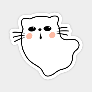 Cute Cat Ghost  Halloween Cat Boo Magnet