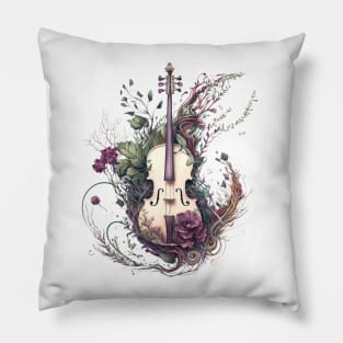 Nature's Symphony: Floral Violins and Rococo Elegance #1 Pillow