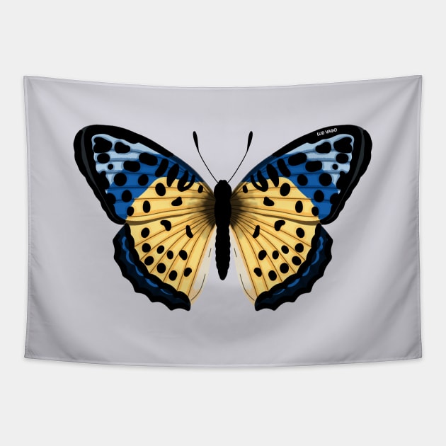 Yellow and Blue Butterfly Tapestry by ludvago