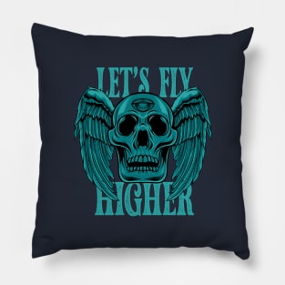 Vintage Skull - Let's Fly Higher Pillow