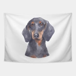 Miniature Dachshund Watercolor Art Tapestry