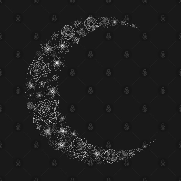 Floral moon composition by OurSimpleArts