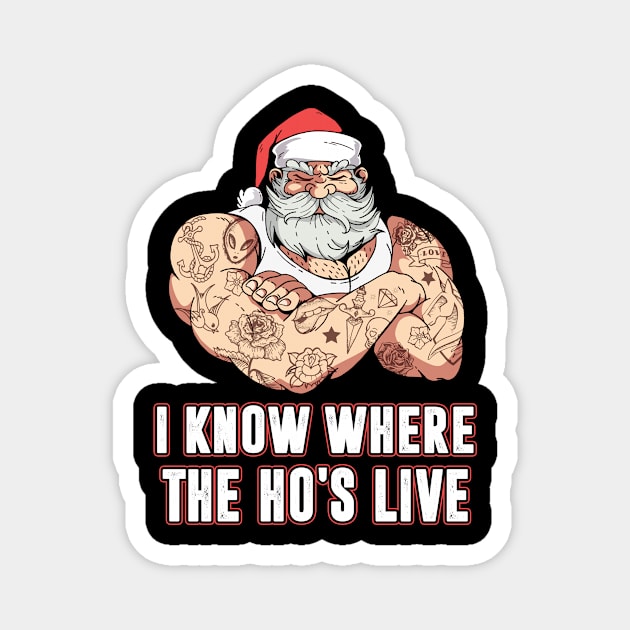 I Know Where Ho's Live Funny Santa Claus Bad Magnet by funkyteesfunny
