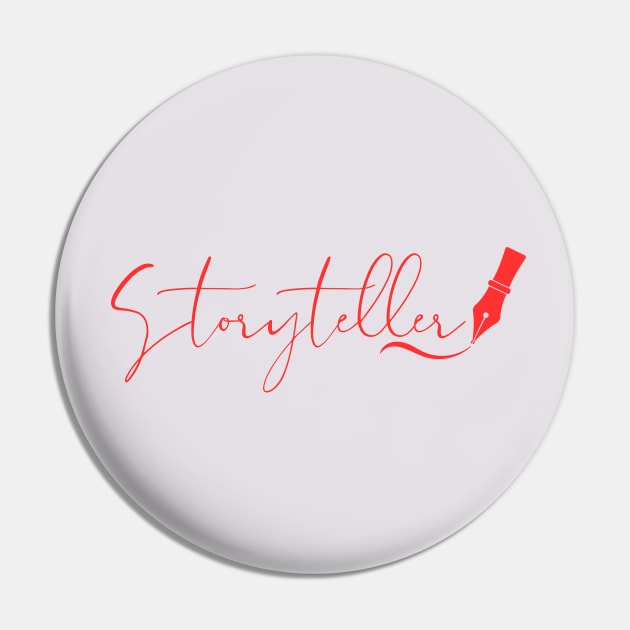 Storyteller with fountain pen - red Pin by PetraKDesigns