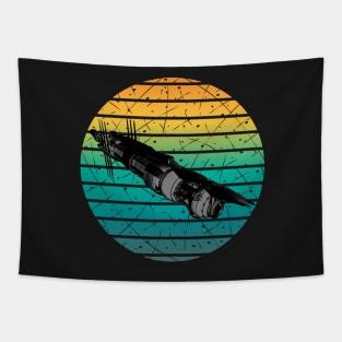 Space Station - Sunset - Black - Sci-Fi Tapestry