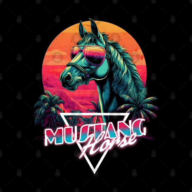 Retro Wave Miami Mustang Horse Design by Miami Neon Designs