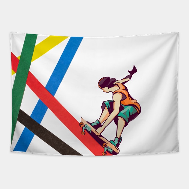 Skateboarding Olympics-Skating Tapestry by EL PERFECTO