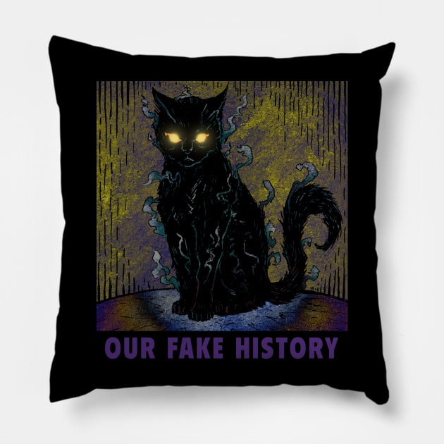 Evil Black Cat Pillow by Our Fake History