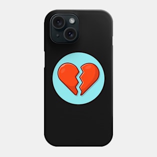 Broken Heart Cartoon Vector Icon Illustration (2) Phone Case