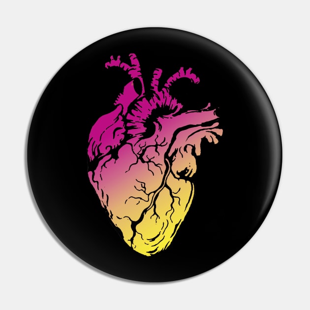 Heart Human Anatomy pink raimbow Pin by Collagedream