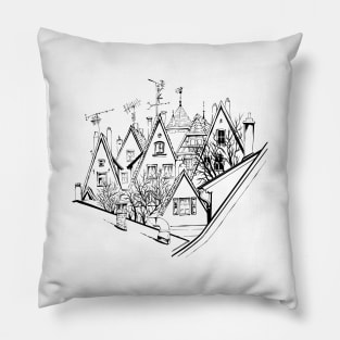 Medieval old town of Rothenburg ob der Tauber, Bavaria, Germany Pillow