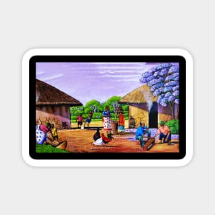 African Village Artwork, African People, Black History Magnet