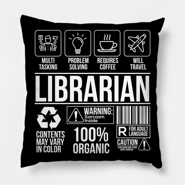 Librarian Label Funny Organic Humor Pillow by Mellowdellow