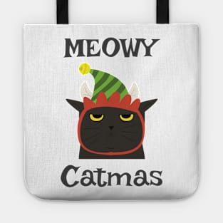 Meowy Catmas. Cute Cat Lover Merry Christmas design. Tote