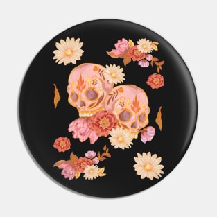 Mexican Skulls and Flowers Pin