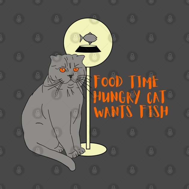 Funny cat Humor Food time Hungry cat Wants fish by KateQR