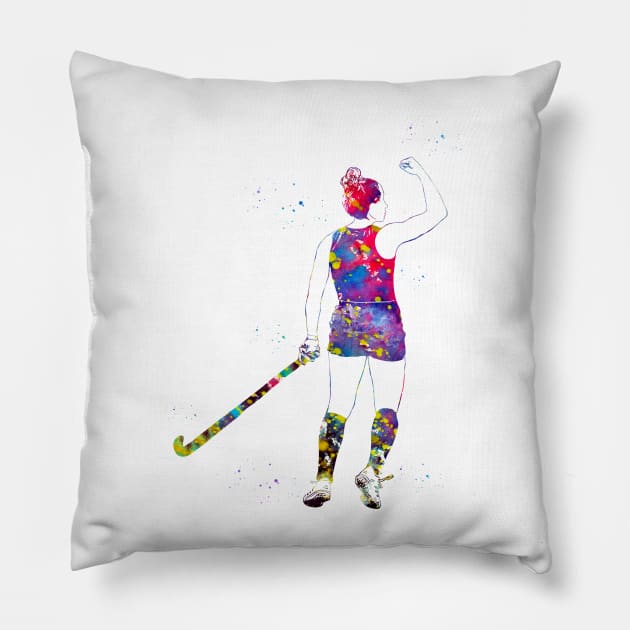 Field Hockey Player Girl Pillow by erzebeth