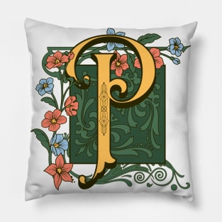 Art Nouveau Letter P, Ornamental Letter P, Art Deco Pillow