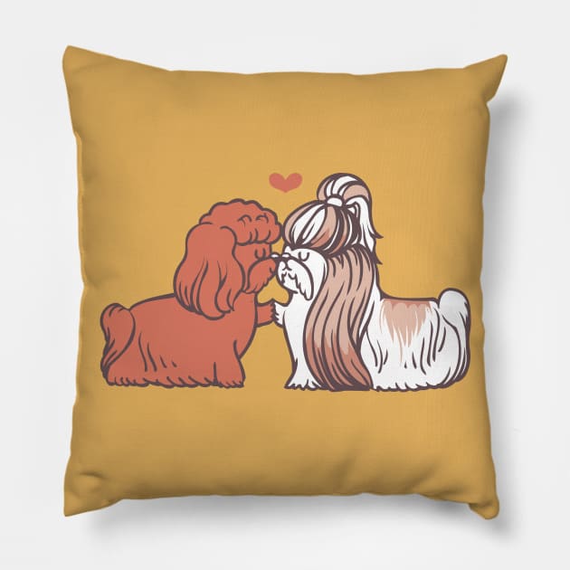 Shih Tzu Kisses Pillow by huebucket