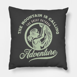 Female mountain rock climber Pillow