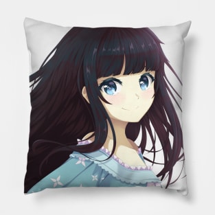 Black haired girl Pillow