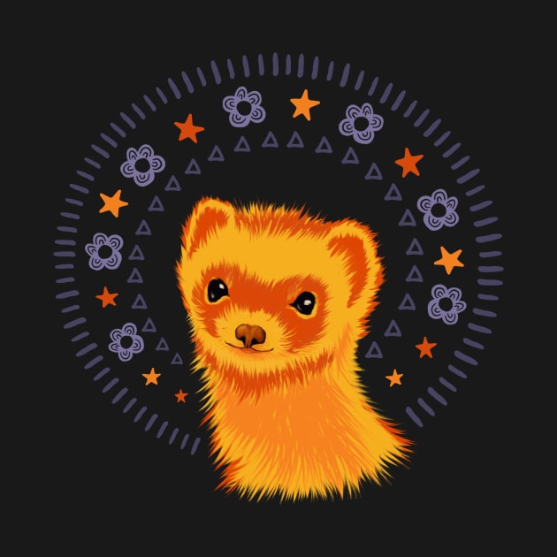 Cute ferret head flowers and stars by Boriana Giormova