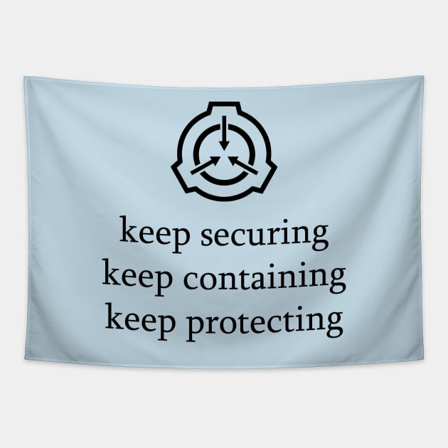 Keep securing, keep protecting, keep containing Tapestry by Toad King Studios