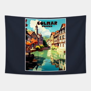 Colmar France Vintage Travel and Tourism Advertising Print Tapestry