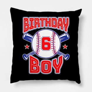 6Th Birthday Baseball Big Number Six 6 Year Old Boy Girl Pillow