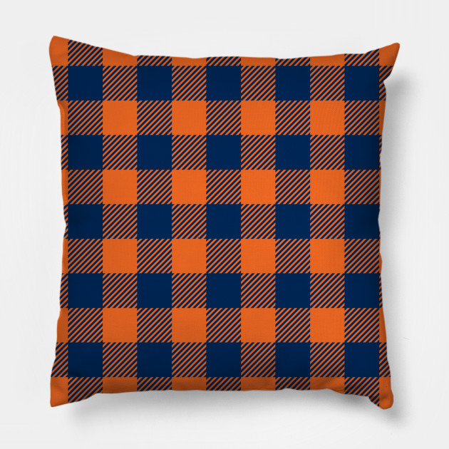 Buffalo Plaid Navy Blue Orange Buffalo Plaid Pillow