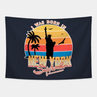 September was born in new york retro Tapestry