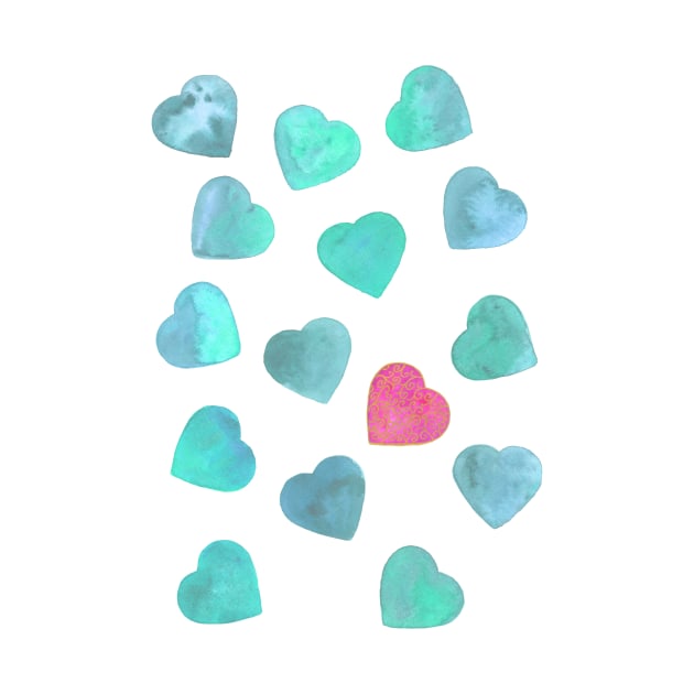 One heart in a million - turquoise and pink by Home Cyn Home 