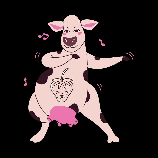 Strawberry Cow Dancing,  Cute , Cartoon by dsbsoni