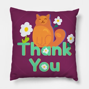 Cute Cat Thank You Pillow