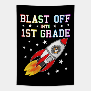 Blast Off Into 1st Grade Space Rocket Tapestry