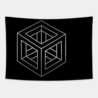 Geometric Optical Illusion Impossible Cube Tapestry