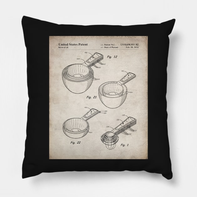 Measuring Spoons Patent - Baker Chef Kitchen Cafe Decor Art - Antique Pillow by patentpress