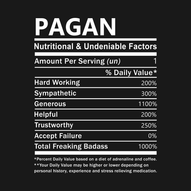 Pagan Name T Shirt - Pagan Nutritional and Undeniable Name Factors Gift Item Tee by nikitak4um